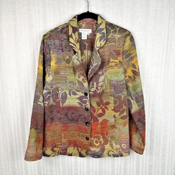 Coldwater Creek Floral Print Multicolor Tapestry Blazer Size M - Picture 1 of 8